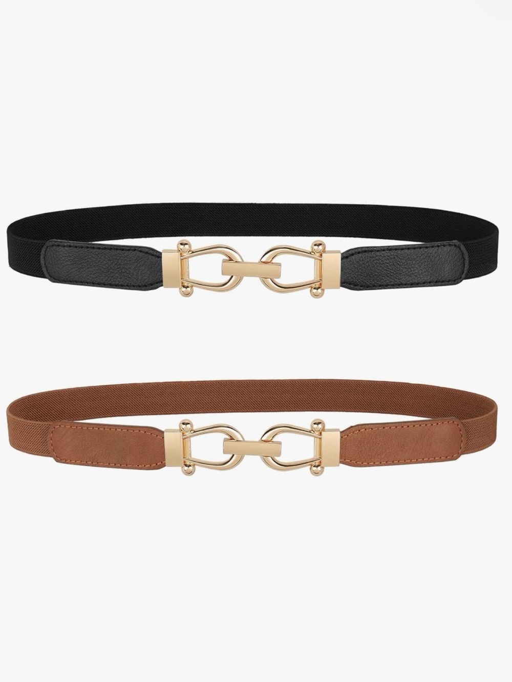 Skinny Elastic Black & Brown Belt Bundle - Medium - Like New